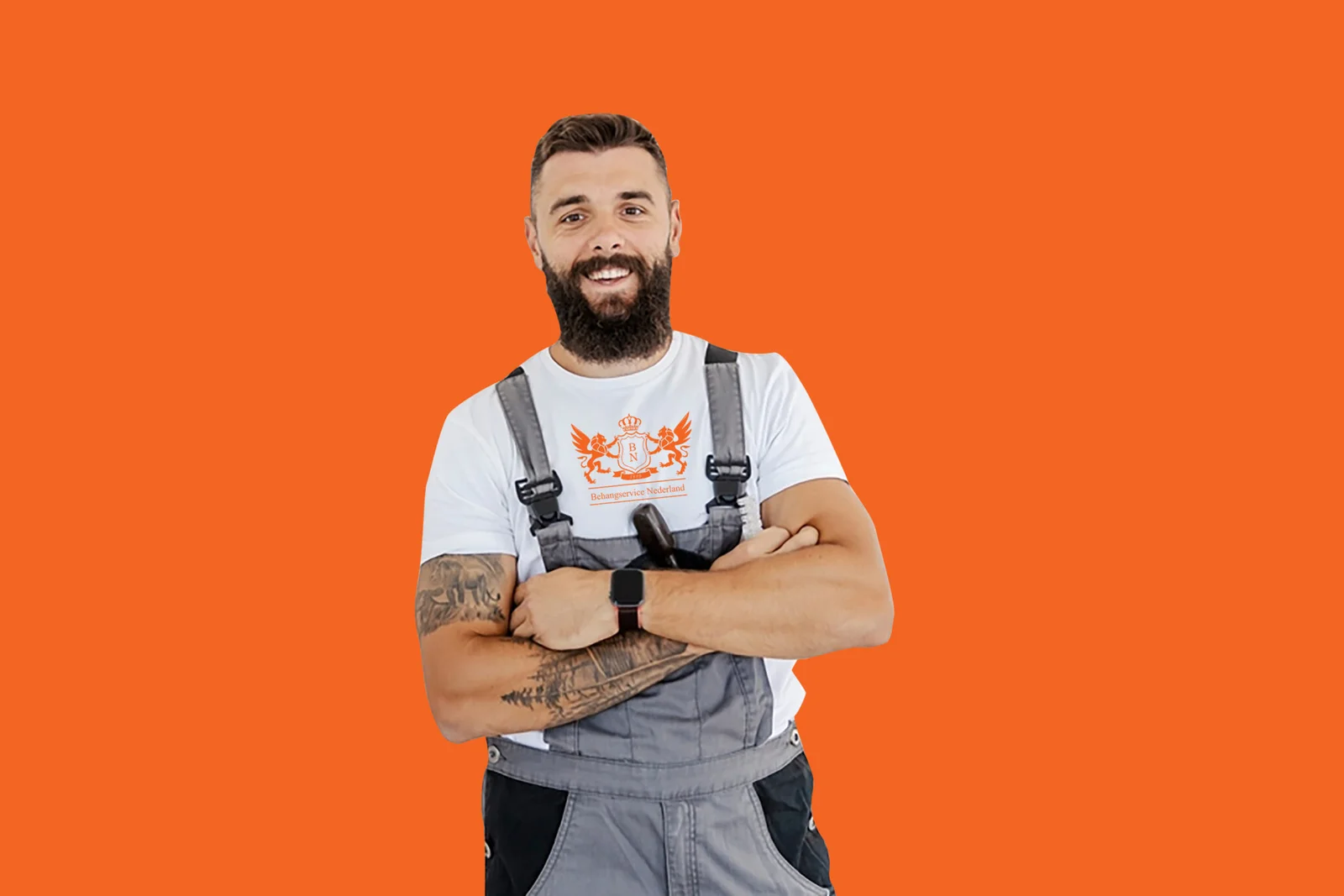 Dit is Jan onze vliesbehanger in Leiden die bekend staat om zijn strakke werk.